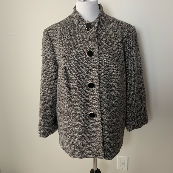 JM Collection 1X gray tweed jacket - Picture 2 of 4